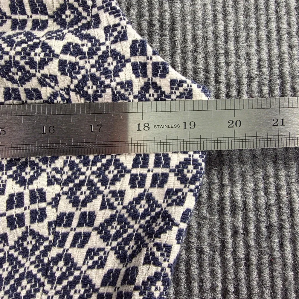 Tory Burch Navy Cream Geometric Jacquard Sleeveless A-Line Dress Size 14
